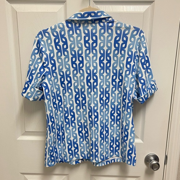 J. McLaughlin Blue Pattern Button Down Top - Picture 12 of 12